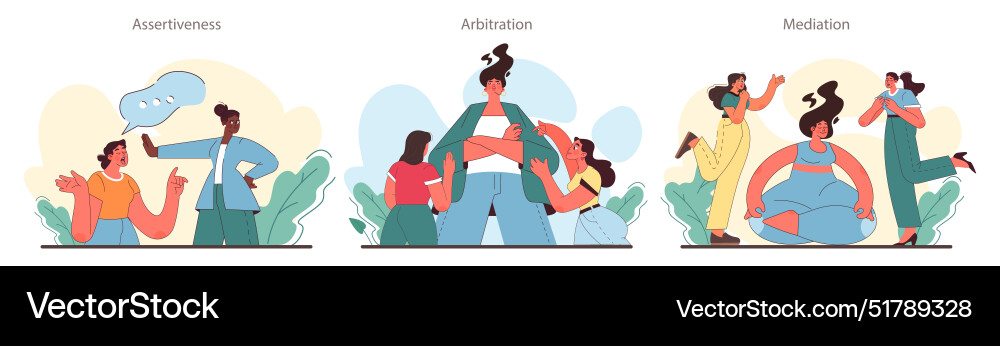 Soft skill development set conflict resolution Soft skill development set conflict resolution vector image