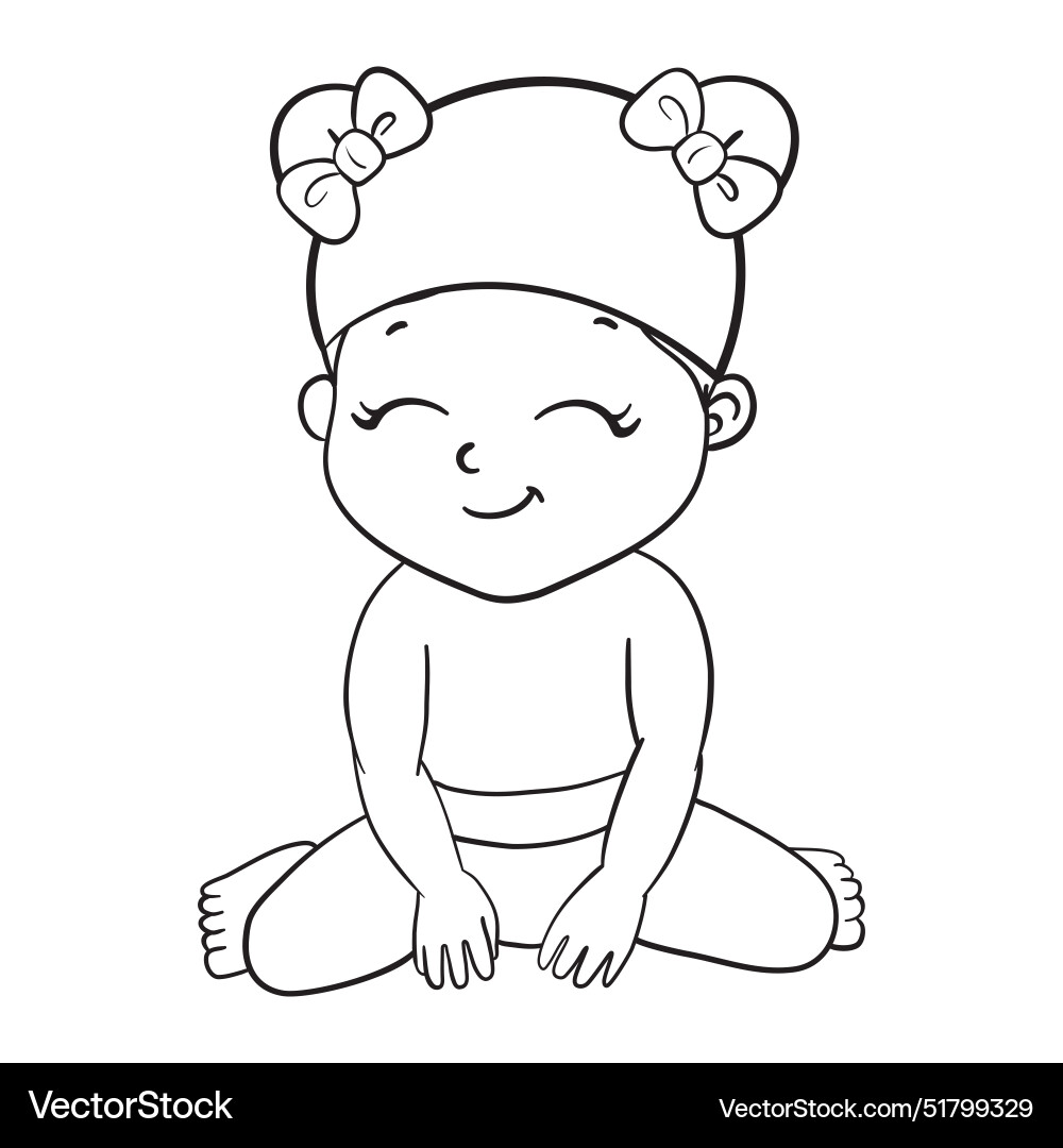 Cute girl cartoon hand drawn Cute girl cartoon hand drawn vector image