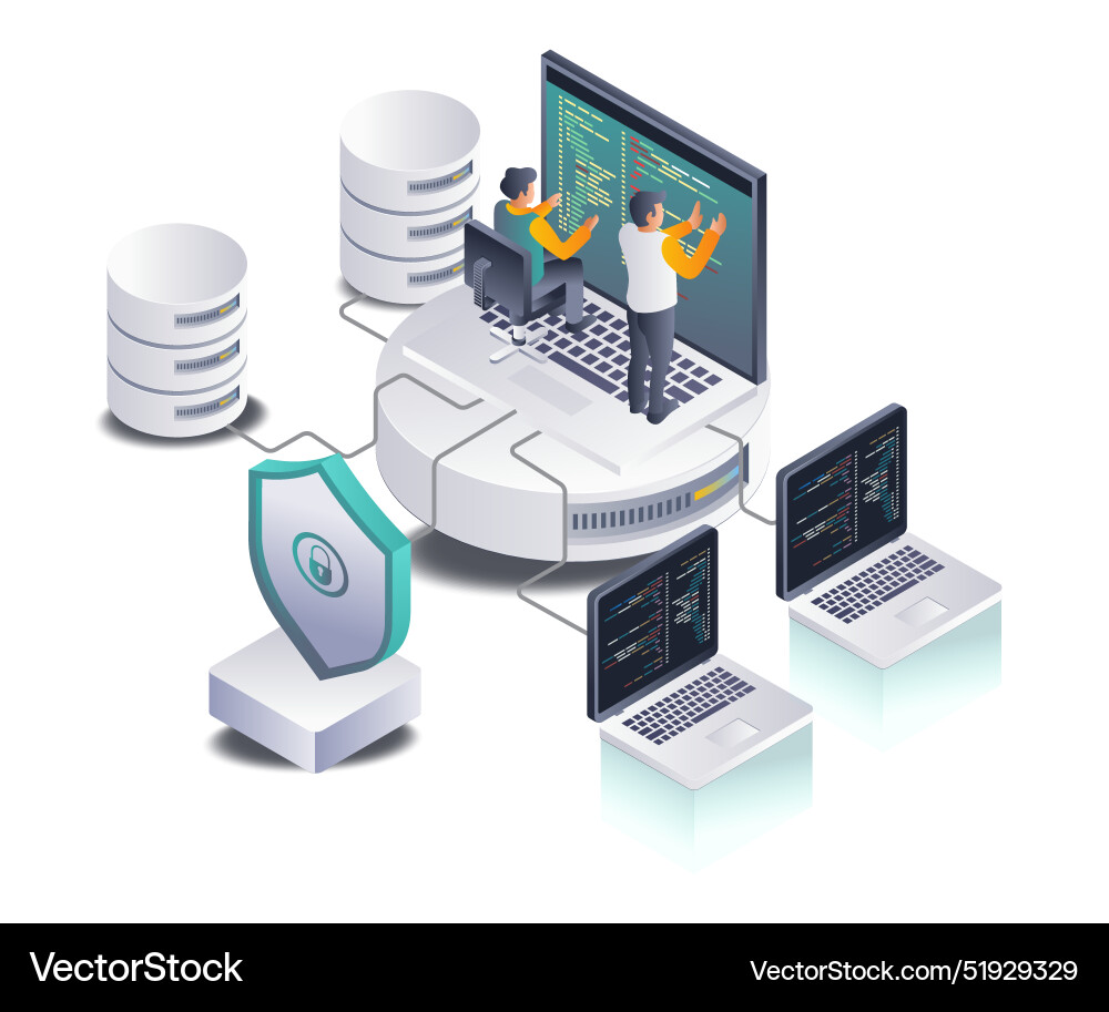 Datenbankserver Datenverarbeitungsteam Datenbankserver Datenverarbeitungsteam vektorbild