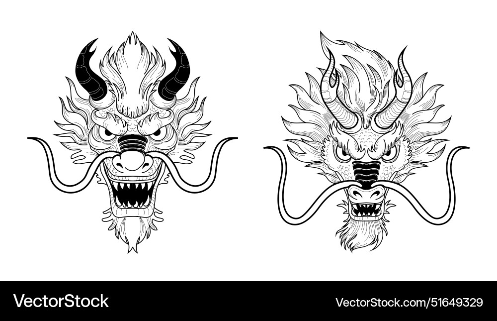 Dragon head traditional chesnee animal stylized Vector Image