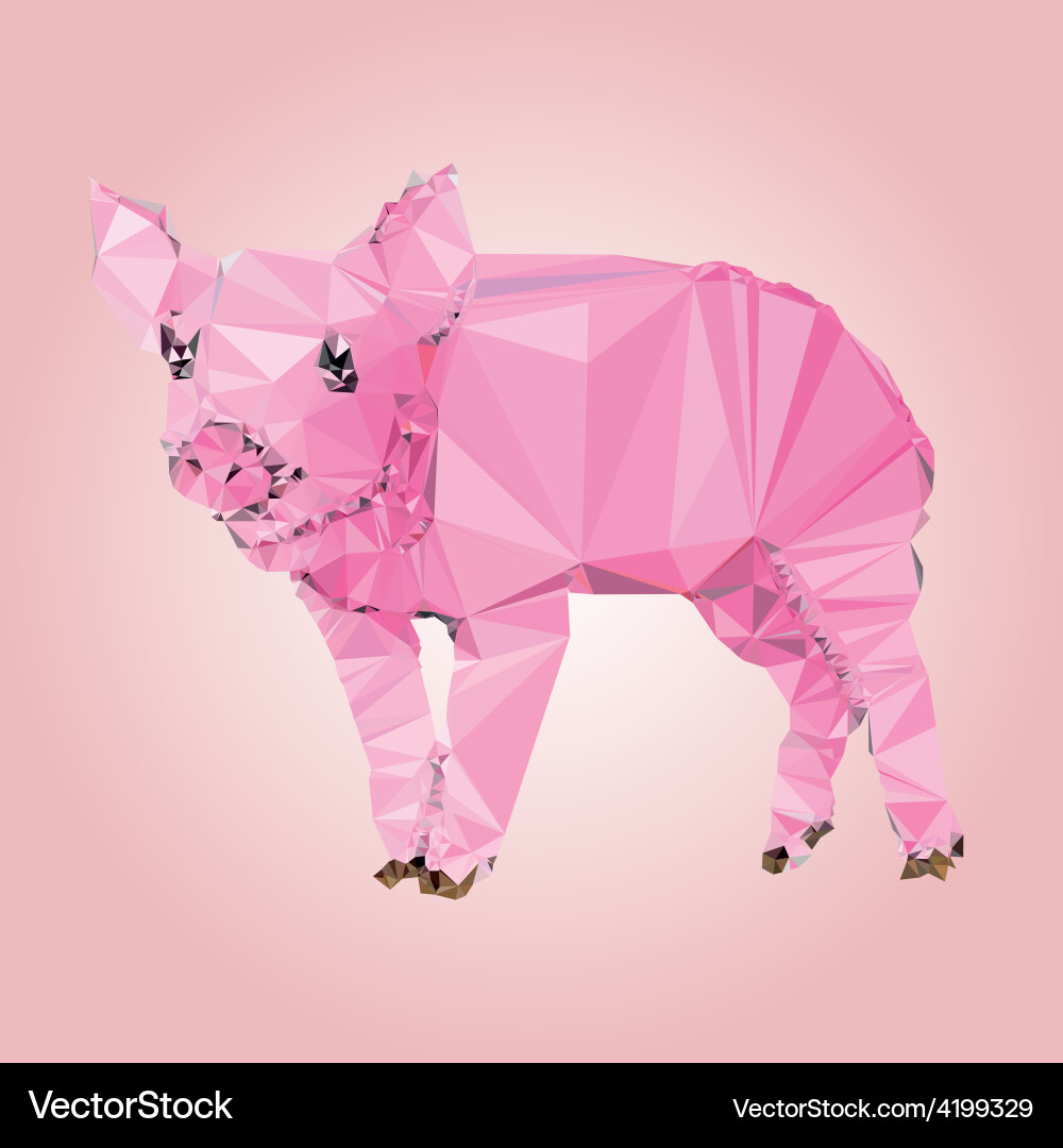 Isolated pig made with triangles design vector image