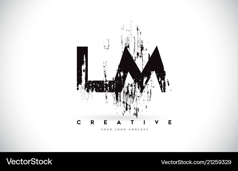 Lm l m Grunge Pinsel Buchstaben Logo Design in schwarz Lm l m Grunge Pinsel Buchstaben Logo Design in schwarz vektorbild