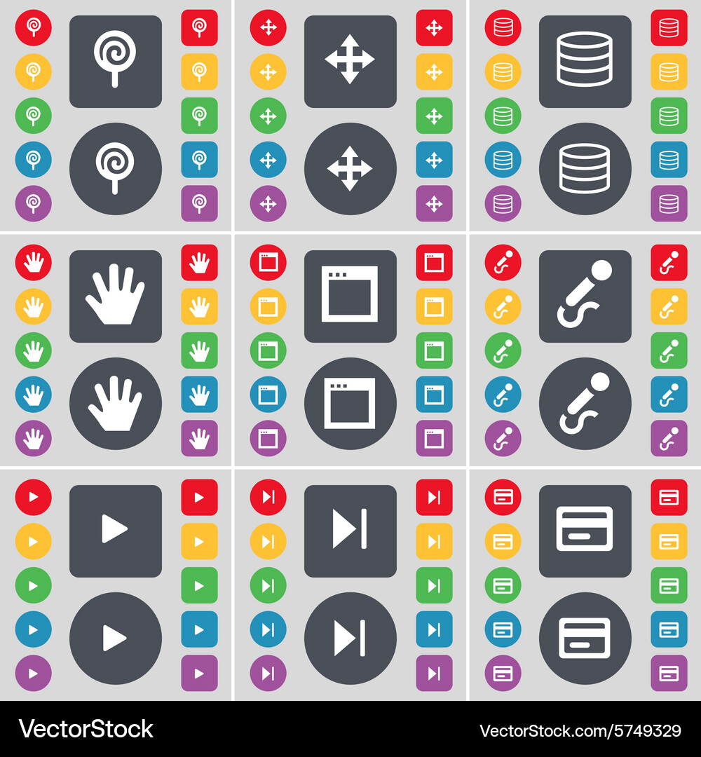 Lollipop moving database hand window microphone Vector Image