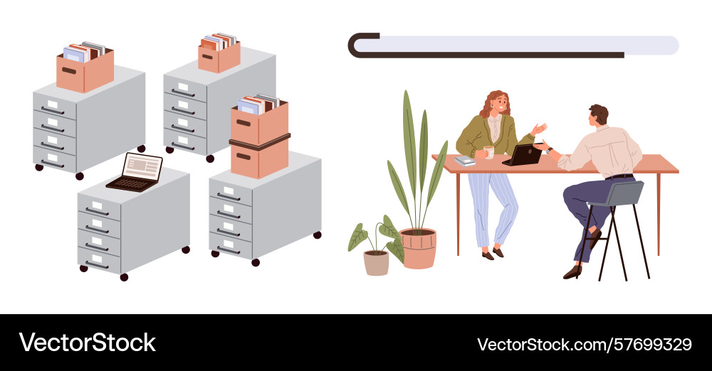 Office organization with digital workflow and team Office organization with digital workflow and team vector image