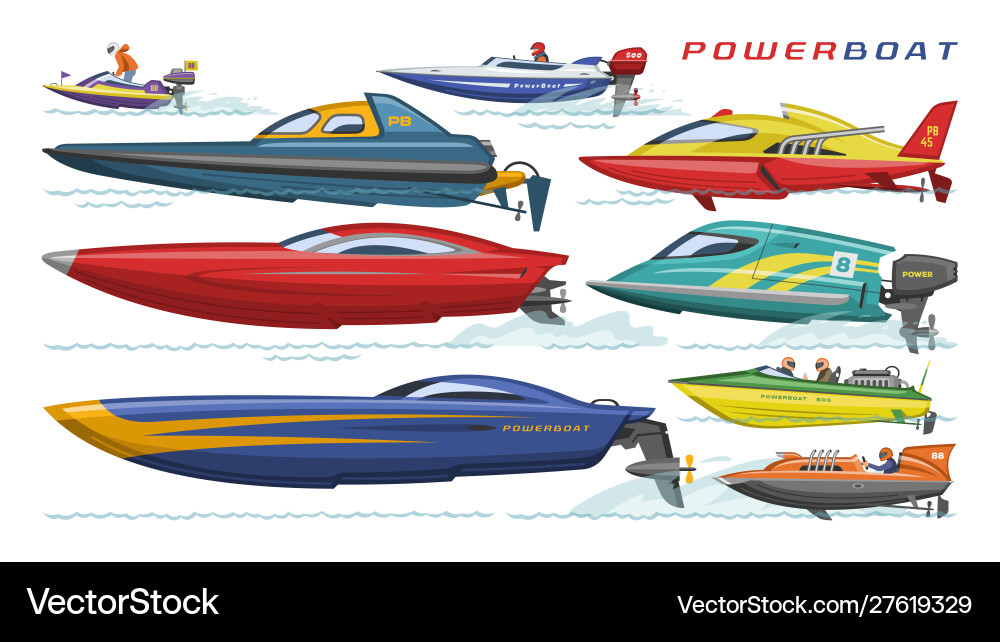 Power boat speedboat sailboat transport vector image