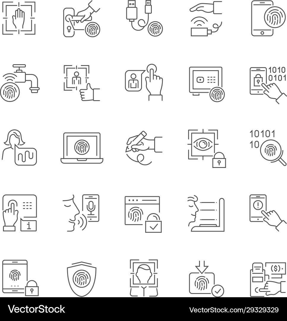 Set line icons biometrics Set line icons biometrics vector image