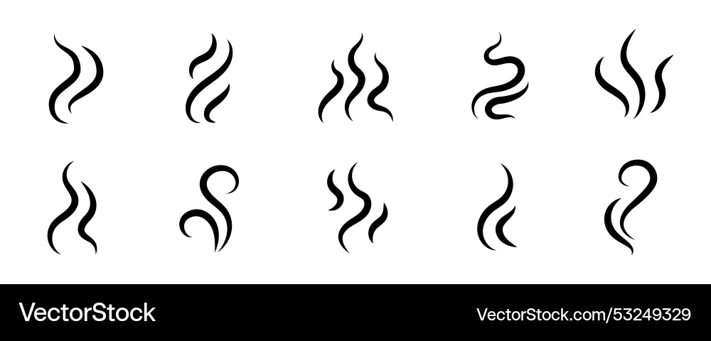 Smoke steam icon logo set smell Royalty Free Vector Image