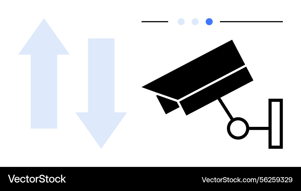 Surveillance camera and data arrows representing Surveillance camera and data arrows representing vector image