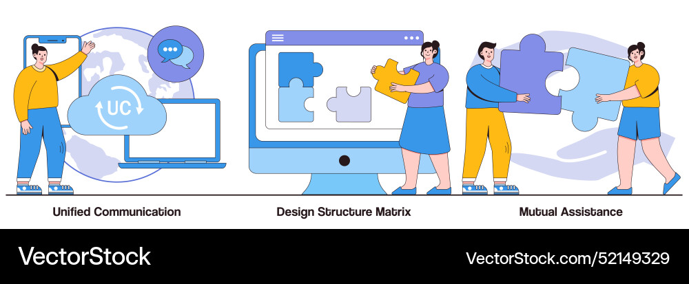 Unified communication design structure matrix Unified communication design structure matrix Vector Image