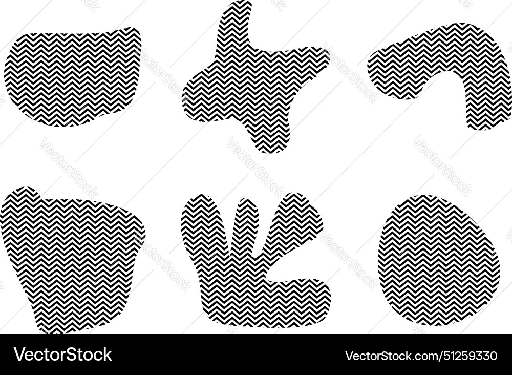 Blobs fluid shapes with zig zag stripes pictogram Blobs fluid shapes with zig zag stripes pictogram vector image