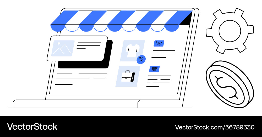 E-commerce website with storefront design E-commerce website with storefront design vector image