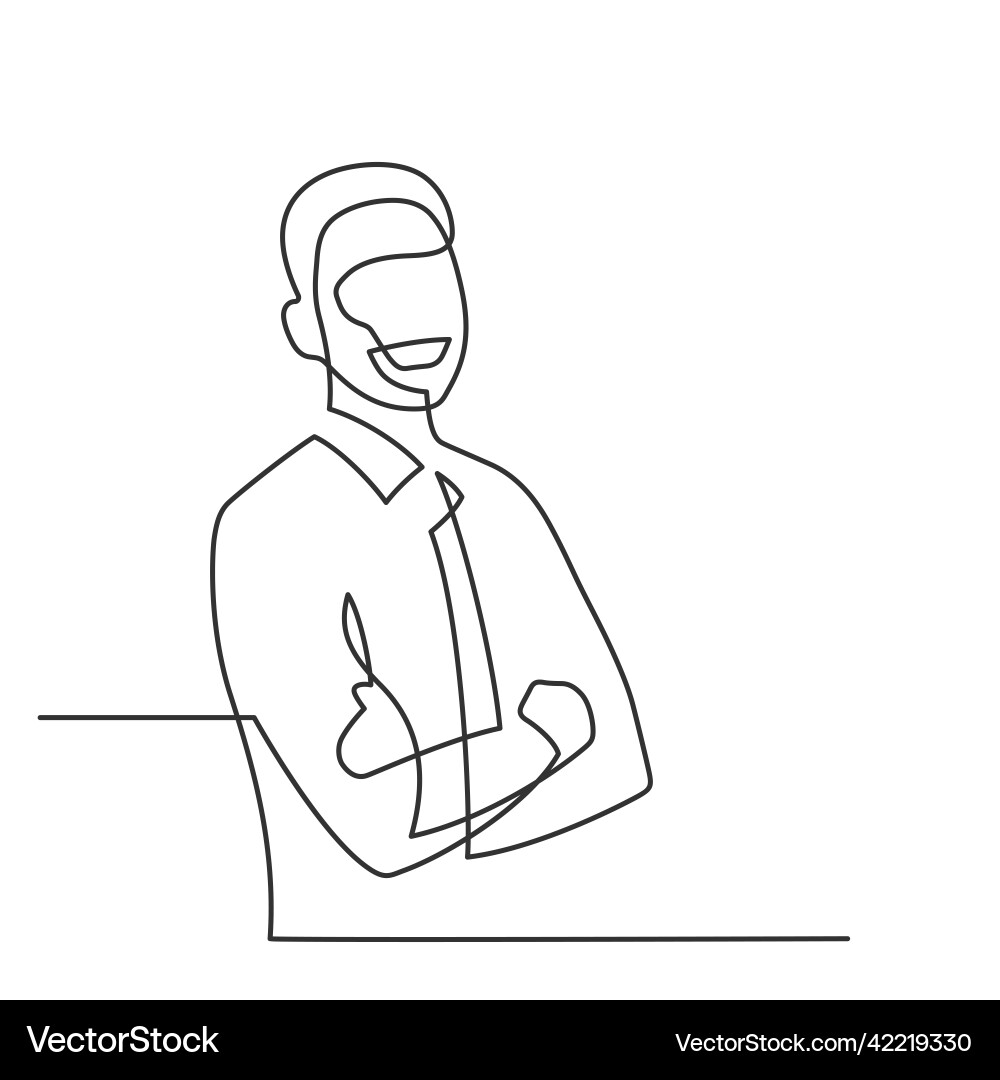 Man smiling one line Vector Image