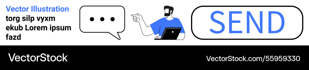 Man using laptop and sending text message Man using laptop and sending text message vector image