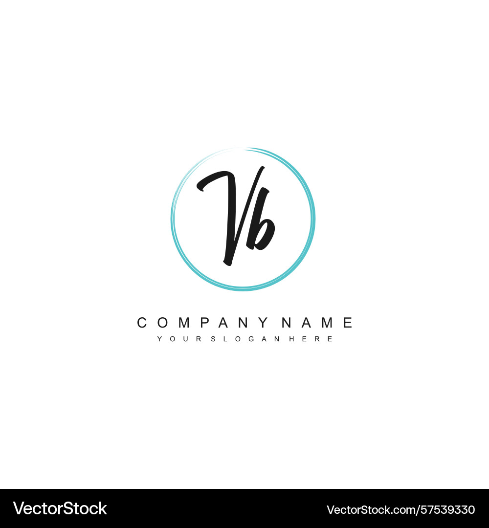 Minimal signature logo design with vb initials Vector Image