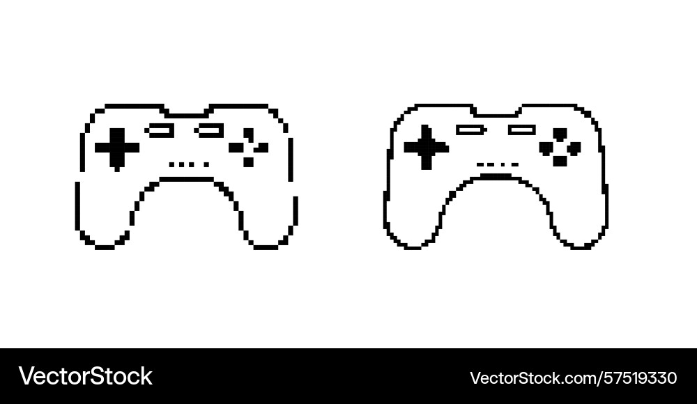 Mosaic pixel art video game controllers with retro vector image