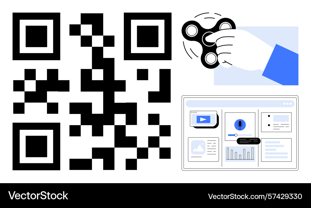 Qr code with website analytics hand holding Qr code with website analytics hand holding vector image