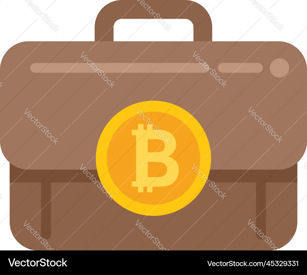 Bitcoin case icon flat crypto money – Royalty-Free Vector | VectorStock