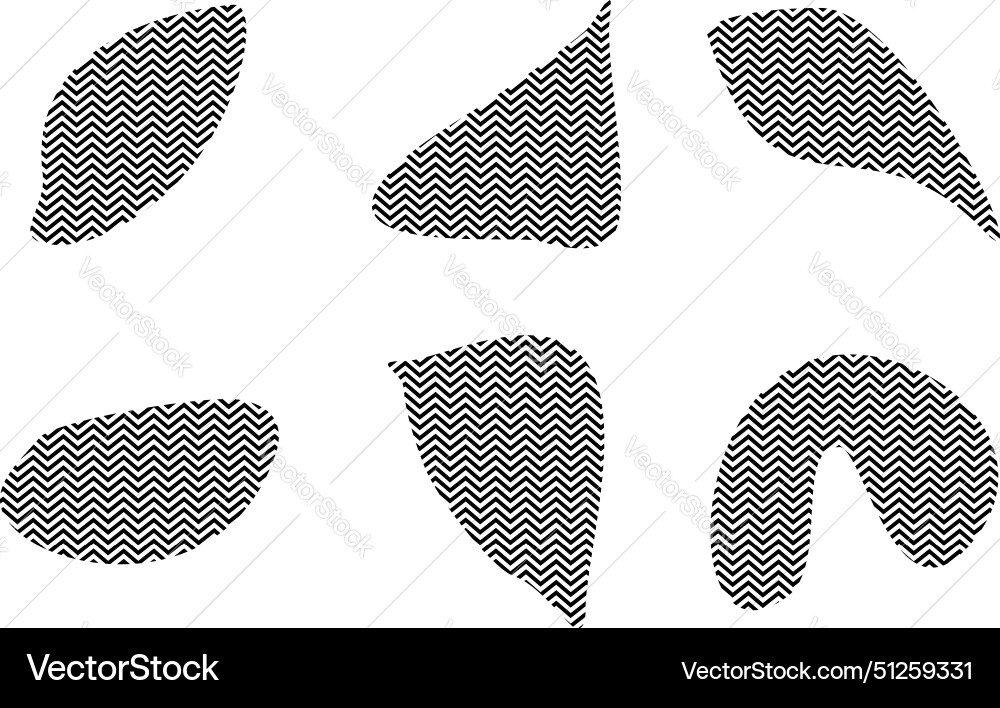 Blobs fluid shapes with zig zag stripes pictogram Vector Image