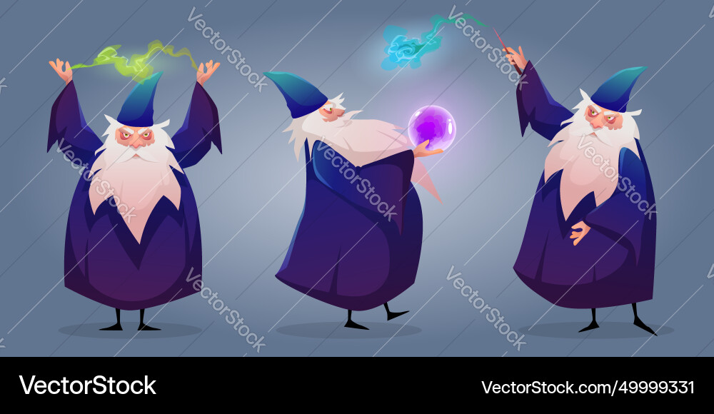Old wizard character working magic vector image
