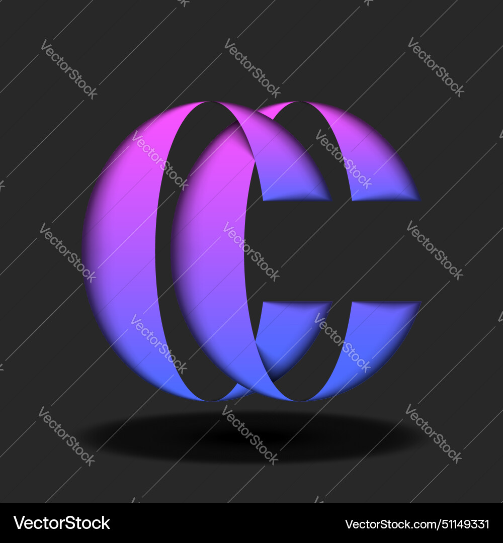 Overlapping letters cc initials 3d logo Overlapping letters cc initials 3d logo vector image