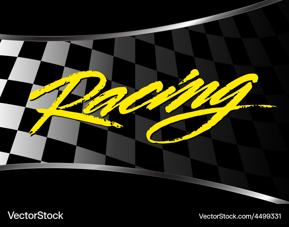 Racing Checkered Flag with Script vector image