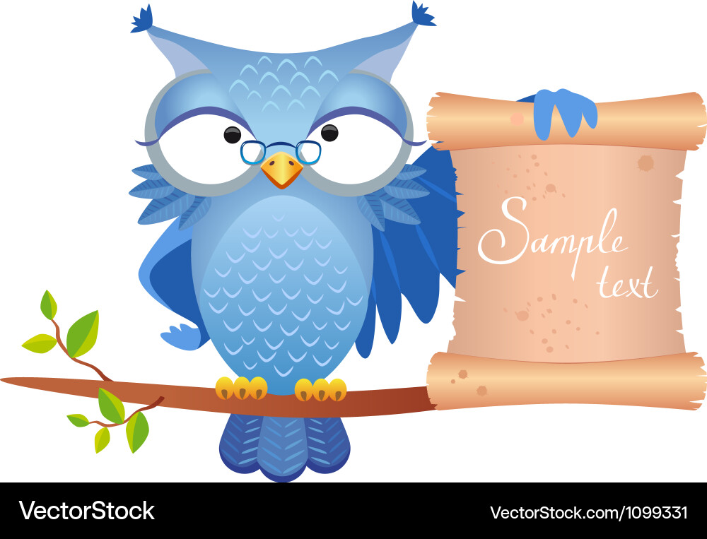 Wise Owl with Scroll vector image