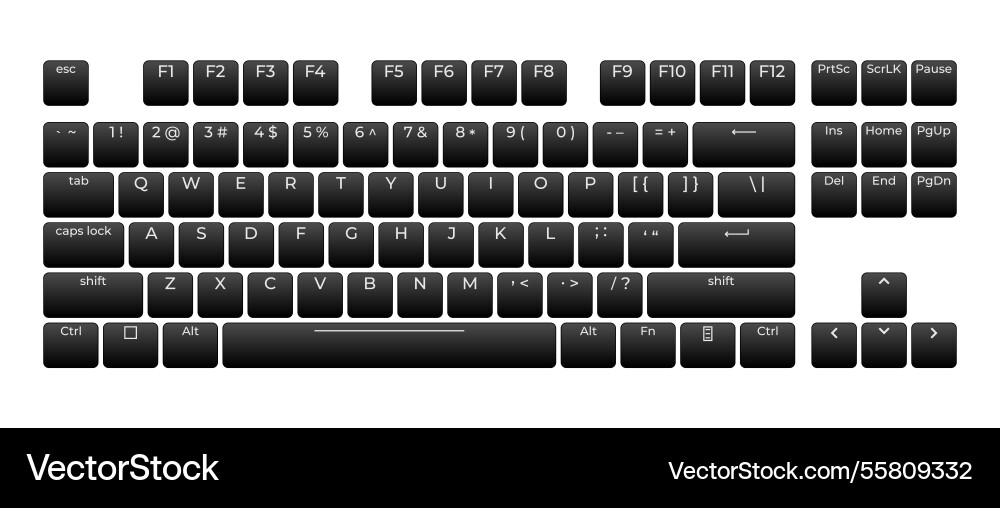 Computer keyboard button layout template Computer keyboard button layout template vector image
