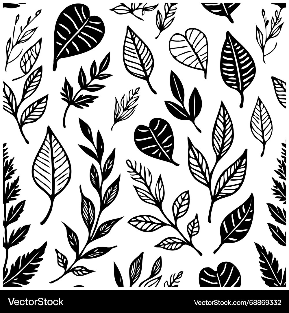Elegant Botanical Sketch Pattern Vector Image