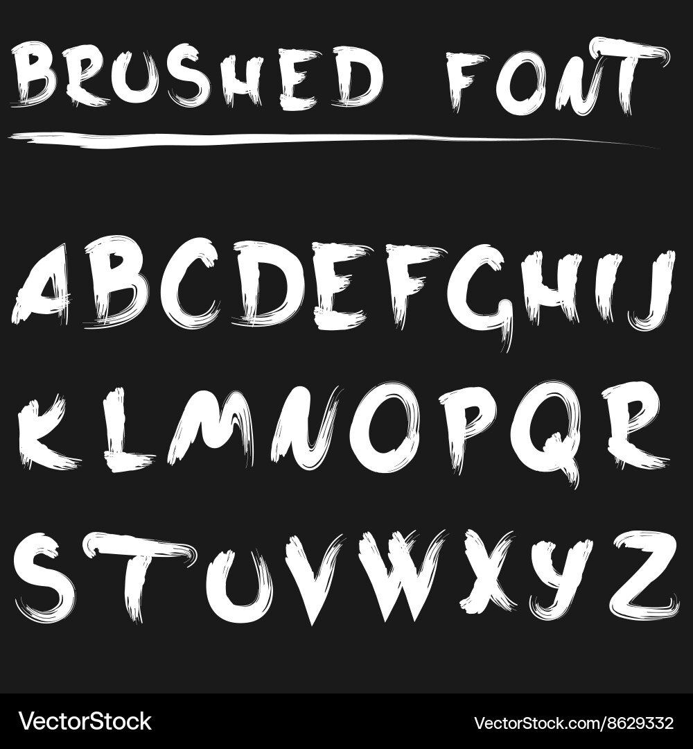 Gebürstete Schriftart weiß Vektorbild