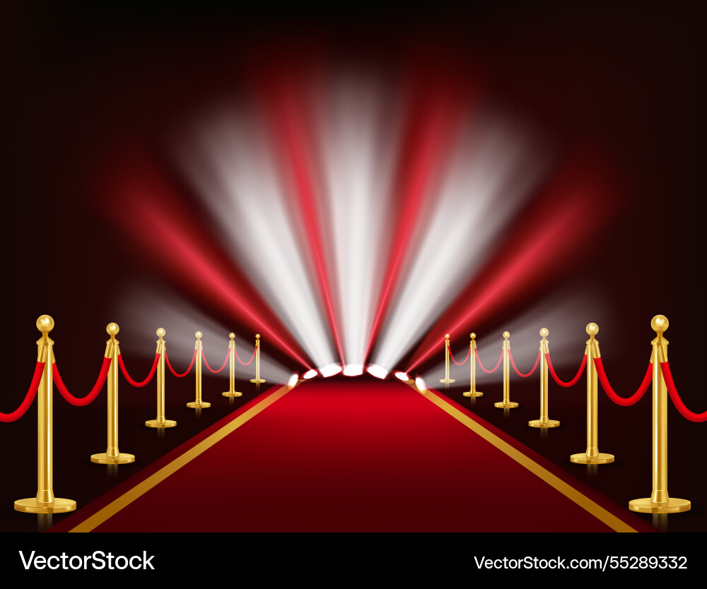 Luxurious red carpet event setup Luxurious red carpet event setup vector image