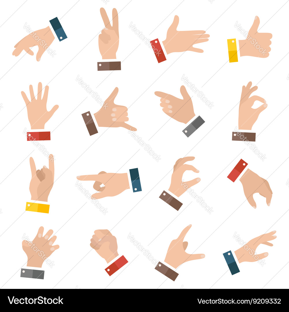 Open empty hands showing different gestures 16 vector image