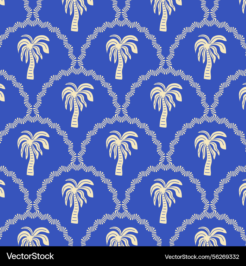 Seamless pattern with palm tree in retro style Vector Image