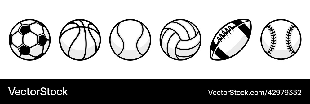 Sport Ball Icons - Diverse Balls Vector Image