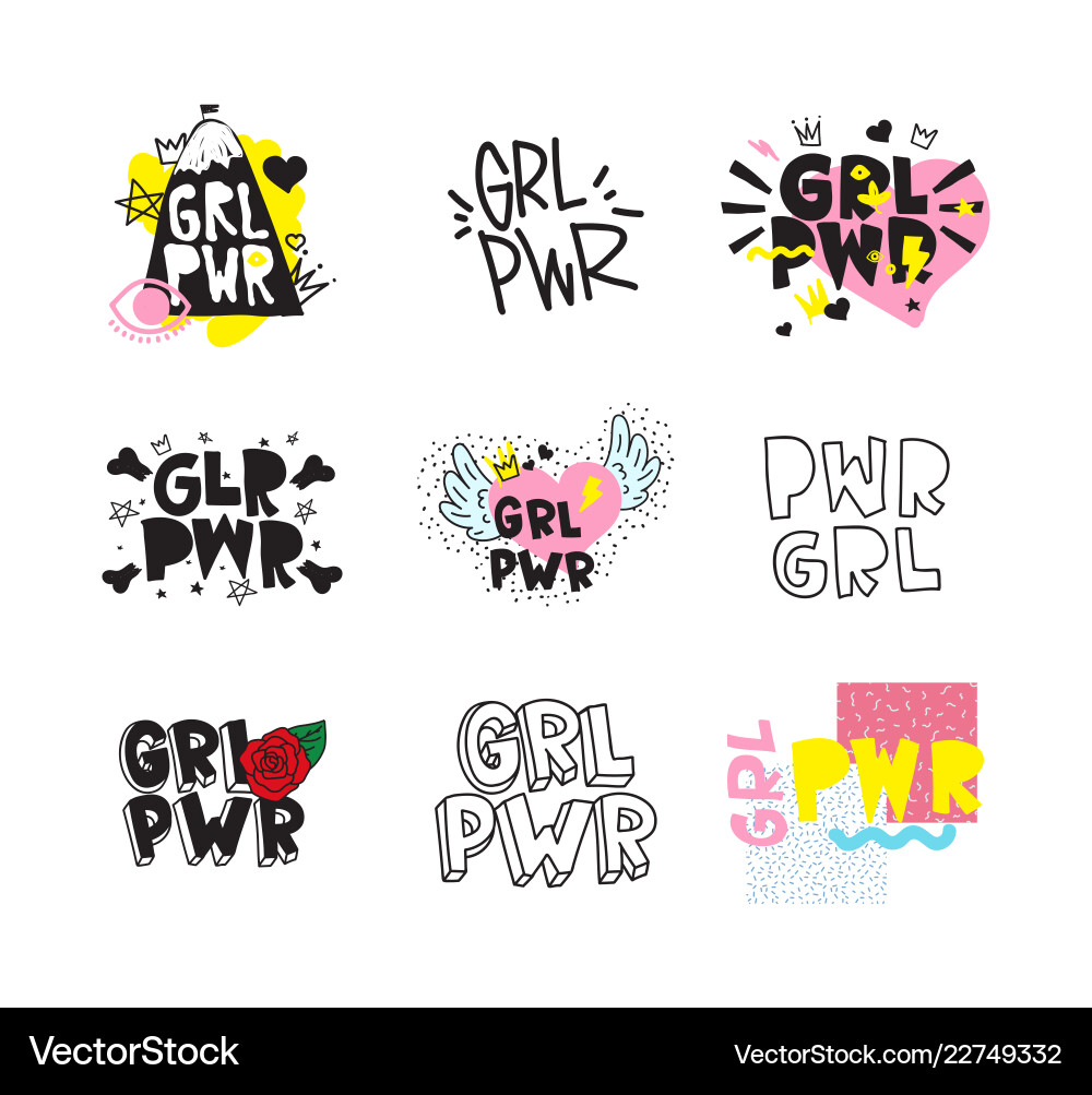 Typography colorful slogan girl power text Vector Image