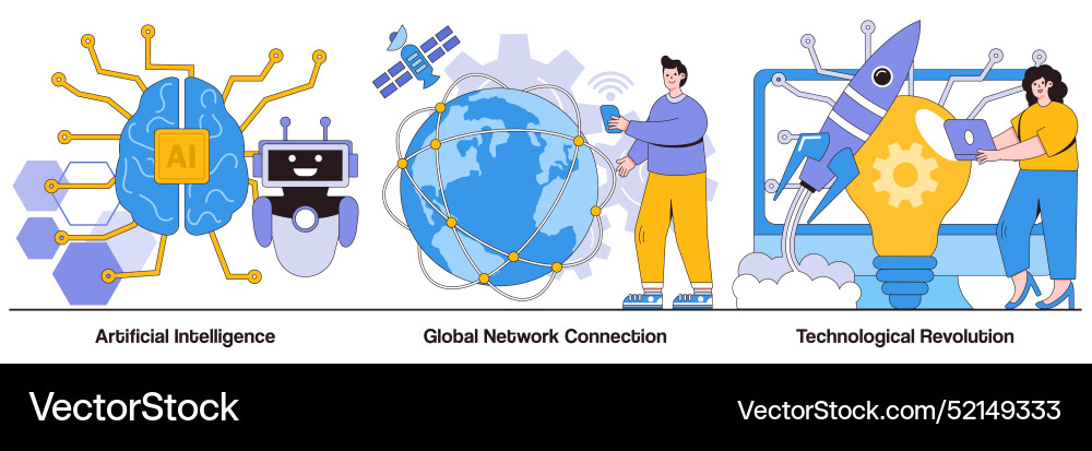 Artificial intelligence global network connection Vector Image