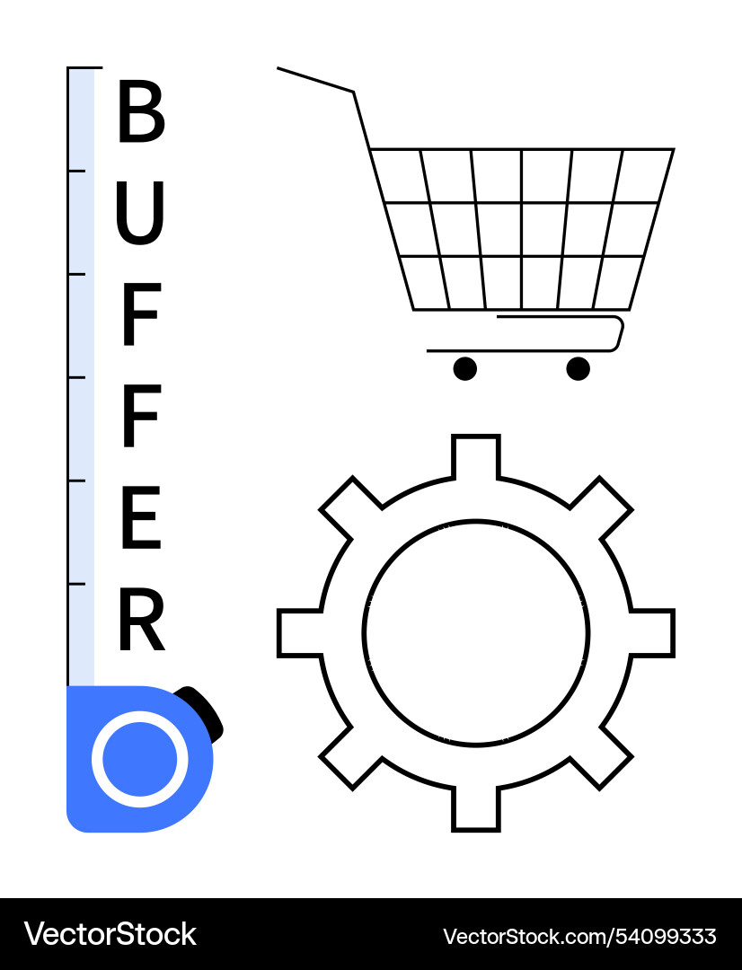 Buffer load indicator with shopping cart and gear vector image