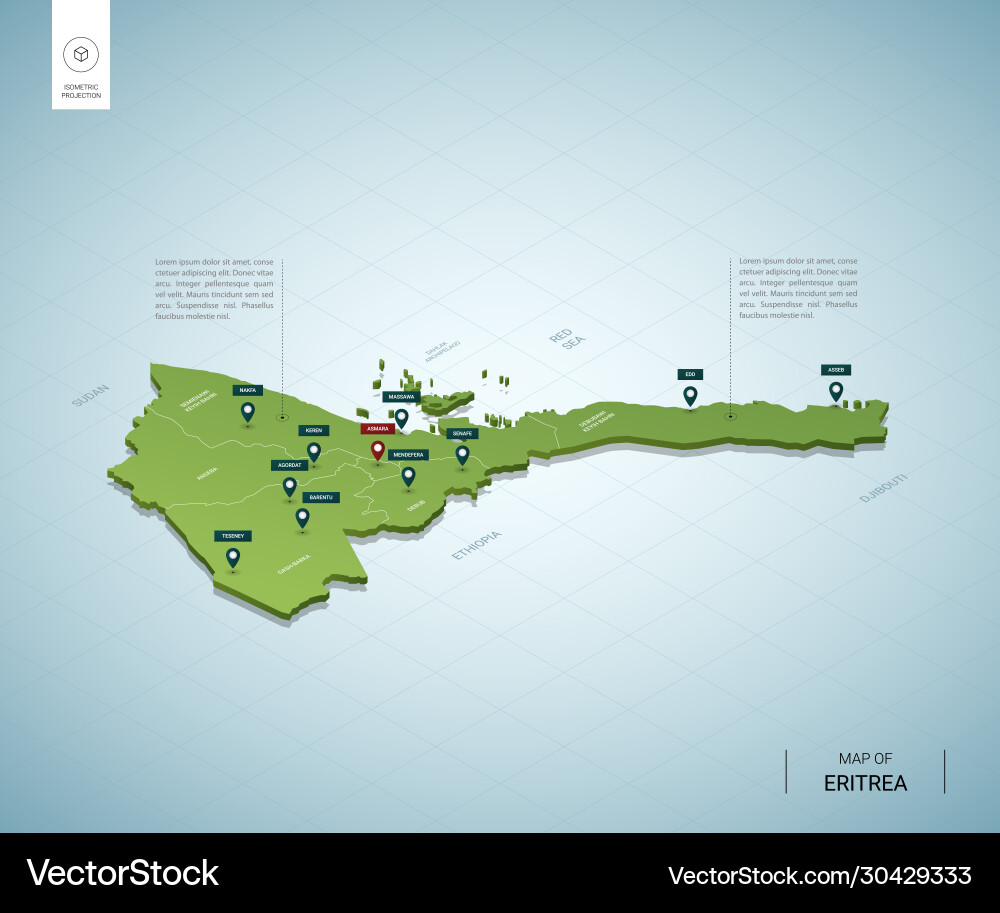 Eritrea Isometric Map - Green vector image