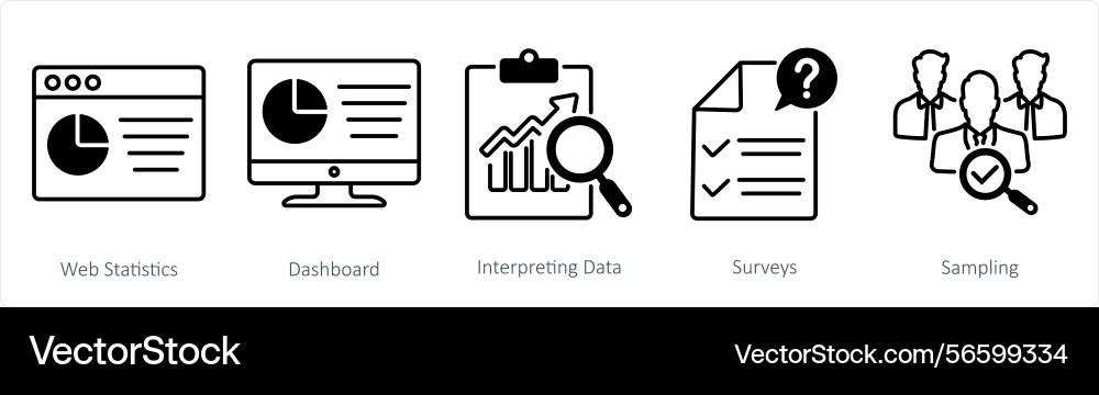 A set of 5 statistics icons as web vector image