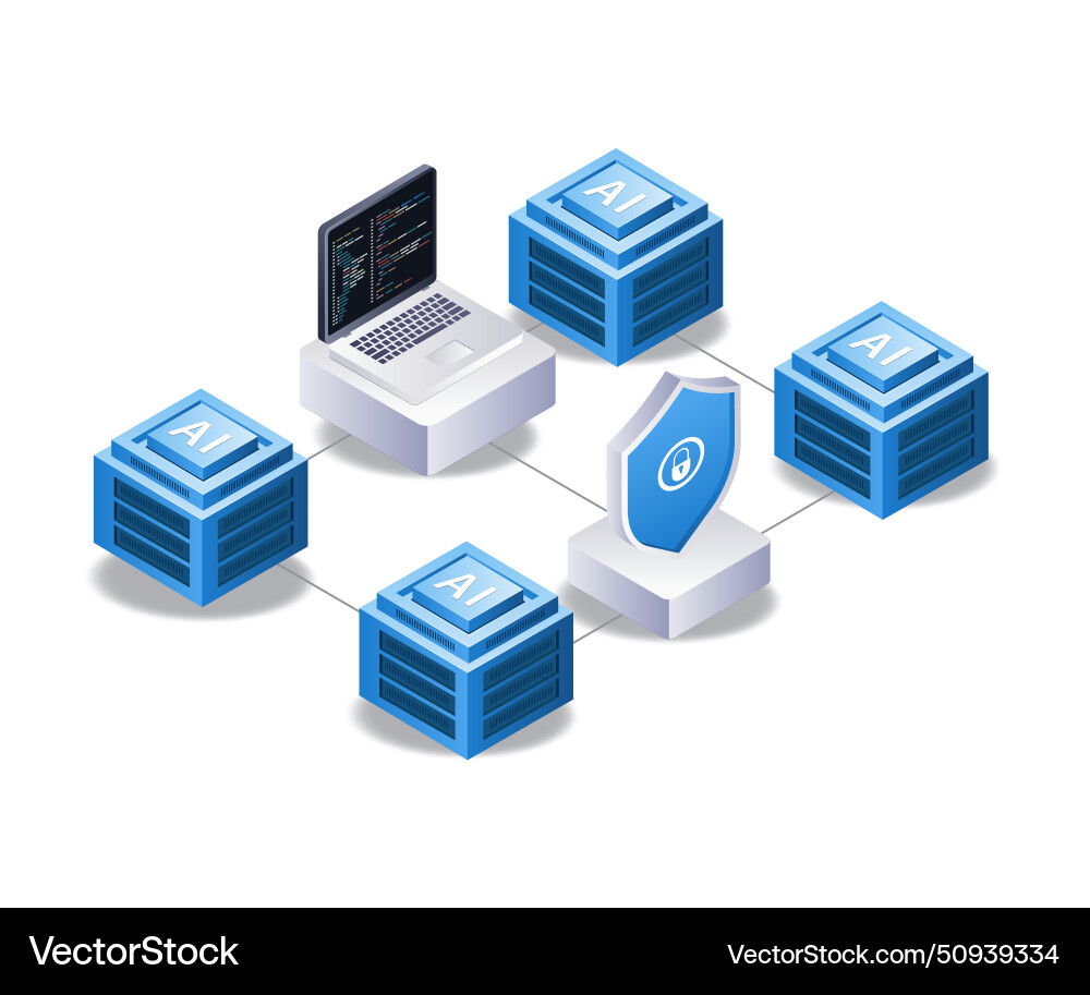 Artificial intelligence system security vector image