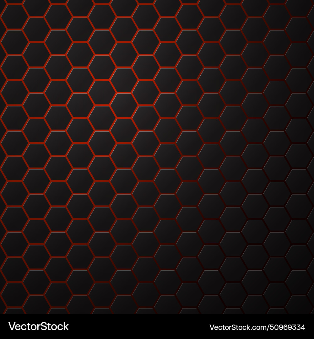 Black hexagon pattern on red background Black hexagon pattern on red background vector image