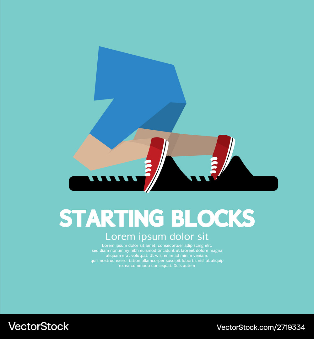 Running Start Blocks - Sprinting Action Vector Image