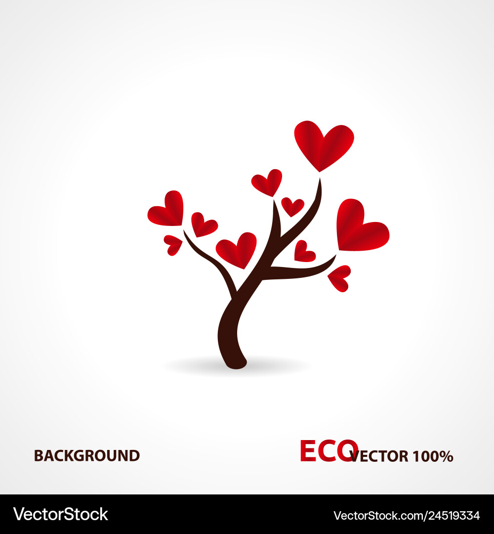 Tree with paper leaves and hanging hearts love Tree with paper leaves and hanging hearts love vector image