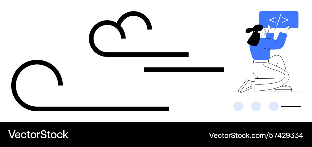 Woman exploring coding concepts with cloud Woman exploring coding concepts with cloud vector image