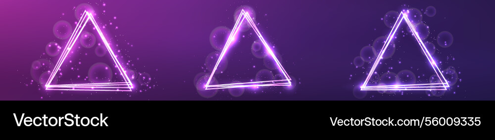 Neon triangular frame with shining effects Neon triangular frame with shining effects vector image