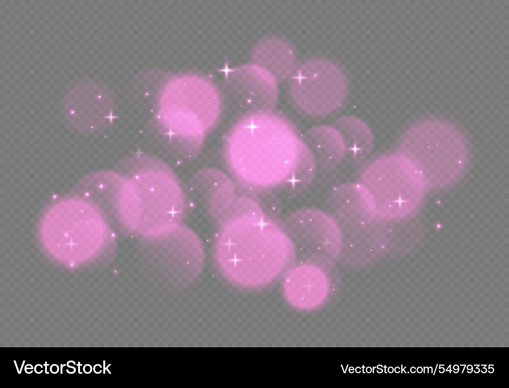 Pink bokeh with stars and sparkles shiny overlay Pink bokeh with stars and sparkles shiny overlay vector image