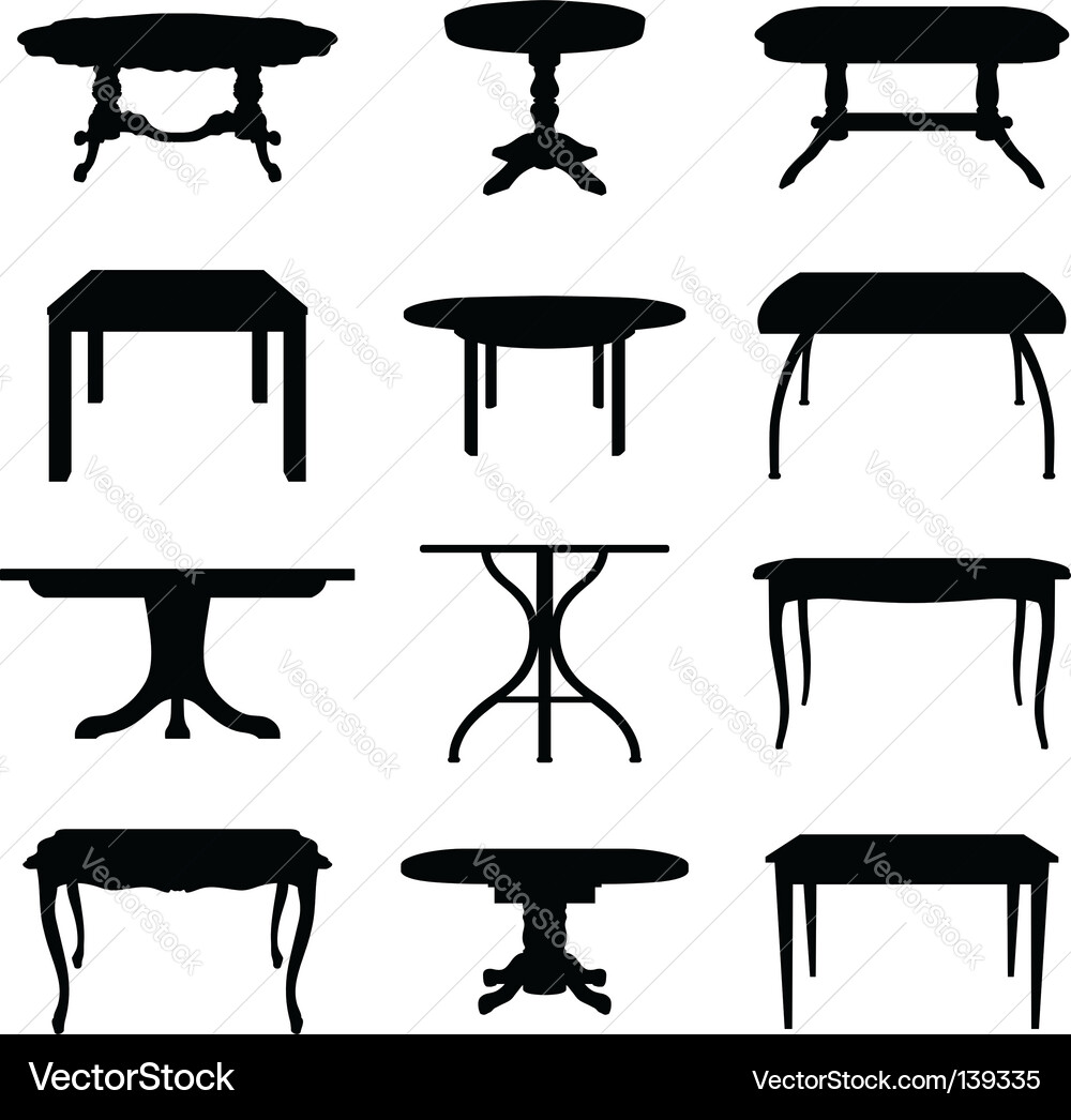 Set of Tables Silhouettes vector image