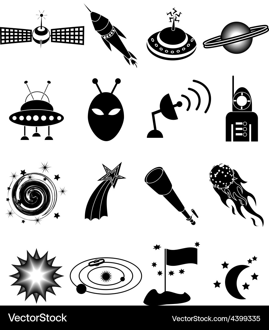 Space Icon Set - Celestial Objects vector image
