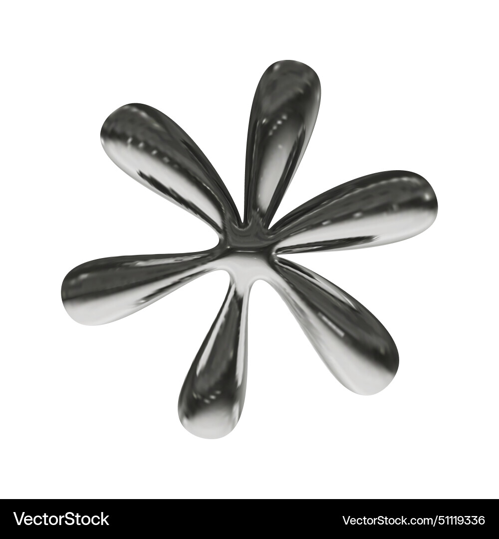 3d flower with chrome effect in y2k style 3d flower with chrome effect in y2k style vector image