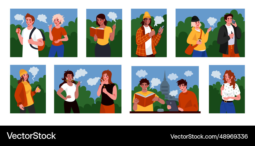Cigarette smoke people smoking tobacco nicotine Cigarette smoke people smoking tobacco nicotine vector image