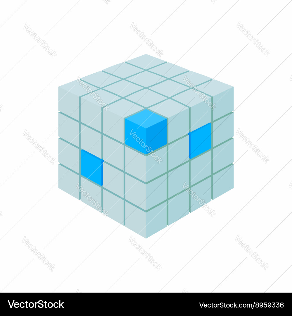 Database Cube Icon - Cartoon Style vector image